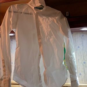 A long sleeve white dress shirt